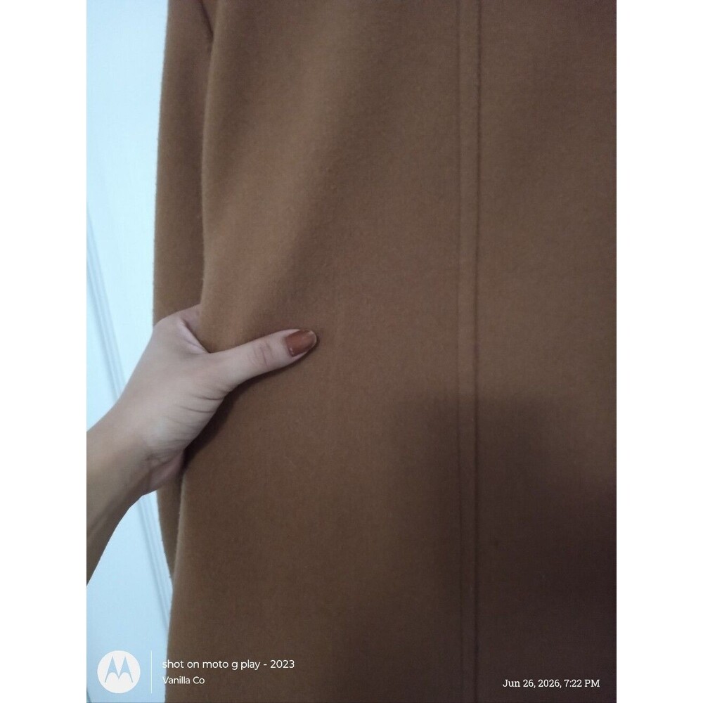 Zara Basic Soft Camel Coat Long Open Front Size Small - Picture 9 of 10